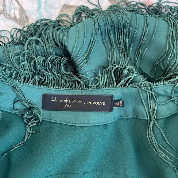 House of Harlow 1960 x Revolve Ramsey Fringe Jacket in Emerald Green - Picture 5 of 8